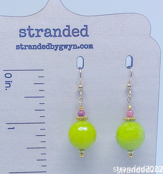 Green Dyed Jade and Rhodonite Earrings