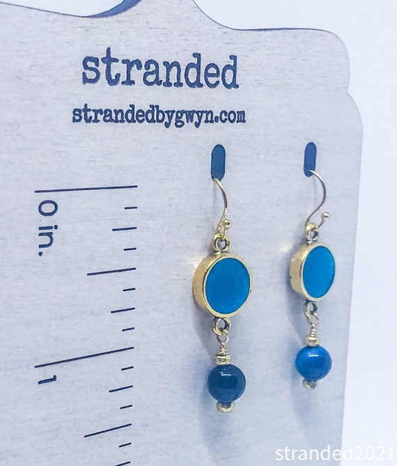 Blue Resin and Tiger’s Eye Earrings