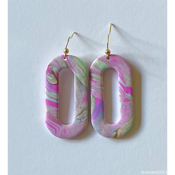 Mod Pink Polymer Clay Earrings