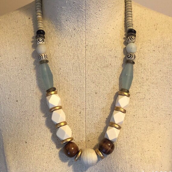 Wood, Resin and Bone Necklace