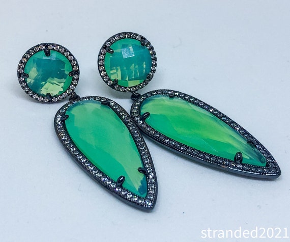 Blue Green Statement Earrings