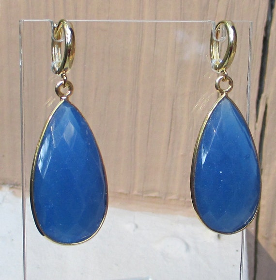 Blue Sapphire Chalcedony Earrings