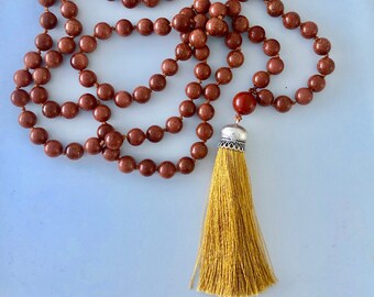 Mala Goldstone Gem Necklace