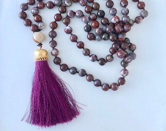 Mala Red Lightning Agate Necklace