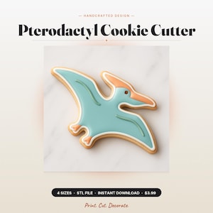 Emporte-pièce dinosaure ptérodactyle | Pâtisserie pour amoureux des animaux | 4 tailles, fichier STL | Impression 3D sur fondant et pâte à modeler