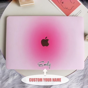 Cute Pink Gradient Pro Mac Protective Case Personalized Name For Macbook Air11/13 Pro 13/14/15/16 Apple Laptop 2025 2024 2023 Macbook Cover