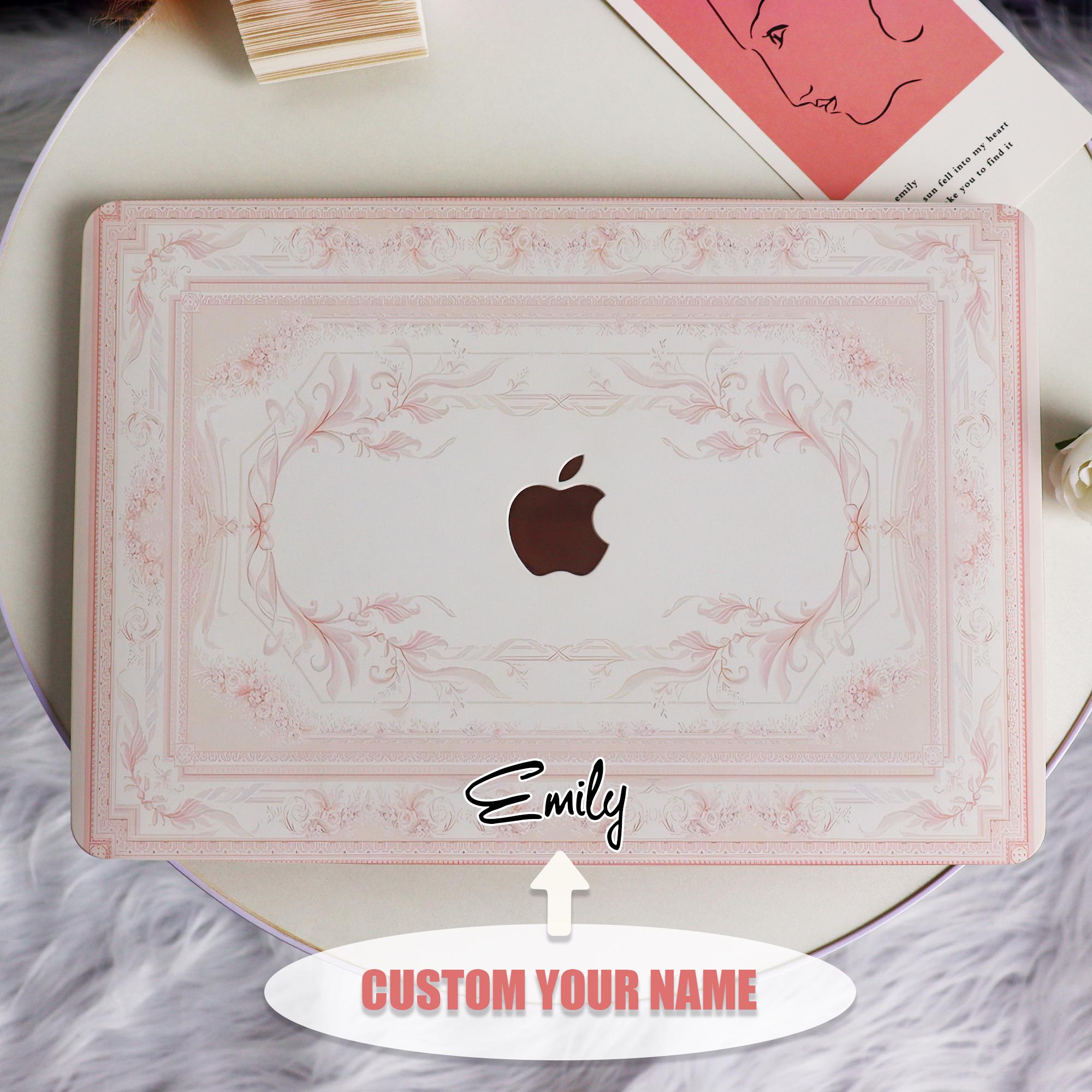 Elegant Floral Frame New Pro Mac Protective Case Personalized Name For Macbook Air 11/13 Pro13/14/15/16 Apple Laptop 2025 2024 2023 Macbook