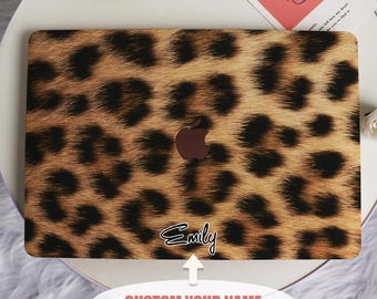 Leopard Muster neue Pro Mac Schutzhülle Personalisierter Name für MacBook Air11/13 Pro13/14/15/16 Apple Laptop 2025 2024 2023 Macbook Cover