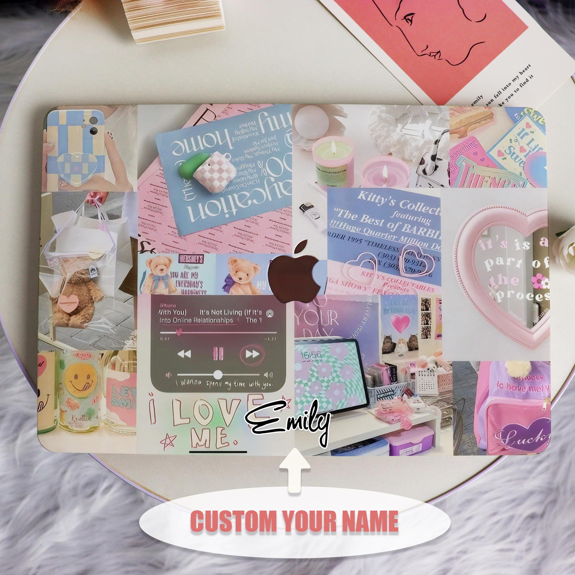 Pastel Aesthetic Collage New Mac Protective Case Personalized Name For Macbook Air 11/13/15,Pro14/15/16 Apple Laptop 2025 2024 Macbook Cover