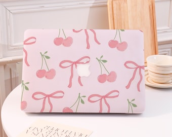 Pink Cherry Bow New Pro Mac Schutzhülle Personalisierter Name für MacBook Air11/13 Pro13/14/15/16 Apple Laptop 2025 2024 2023 Macbook Cover