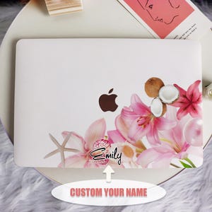 Pink Flower Collage New Mac Protective Case Personalized Name For Macbook Air 11/13/15,Pro14/15/16 Apple Laptop 2025 2024 Macbook Cover