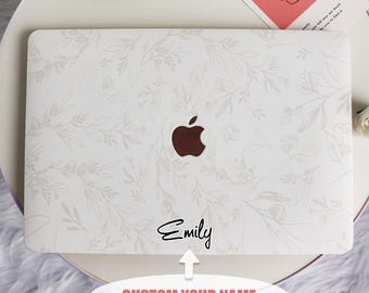 Floral White New Pro Mac Protective Case Personalized Name For Macbook Air 11/13 Pro13/14/15/16 Apple Laptop 2025 2024 2023 Macbook Cover