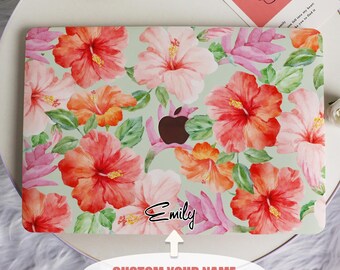 Bunte Blumen Neue Mac Schutzhülle Personalisierter Name Für MacBook Air 11/13/15, Pro 14/15/16 Apple Laptop 2025 2024 Macbook Cover