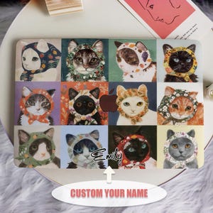 Cute Cats Collage New Mac Protective Case Personalized Name For Macbook Air 11/13/15,Pro14/15/16 Apple Laptop 2025 2024 Macbook Cover