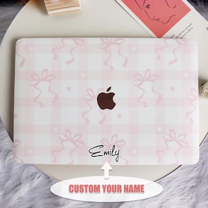 Pink Bow New Pro Mac Protective Case Personalized Name For Macbook Air 11/13/15 Pro13/14/15/16 Apple Laptop 2025 2024 2023 Macbook Cover