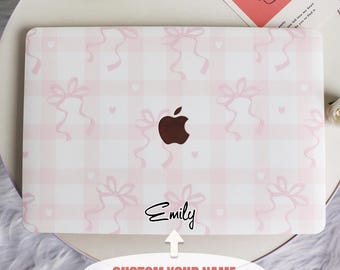 Pink Bow New Pro Mac Schutzhülle Personalisierter Name für MacBook Air 11/13/15 Pro13/14/15/16 Apple Laptop 2025 2024 2023 Macbook Cover