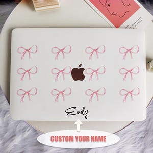 Pink Bow New Pro Mac Protective Case Personalized Name For Macbook Air 11/13/15 Pro13/14/15/16 Apple Laptop 2025 2024 2023 Macbook Cover