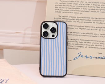 Blue White Stripe iPhone Case For iPhone 16 15 14 13 12 Pro Max Plus Mini iPhone 13 12 11 X XS XR SE iPhone Cover 2025 New Mobile Phone Case
