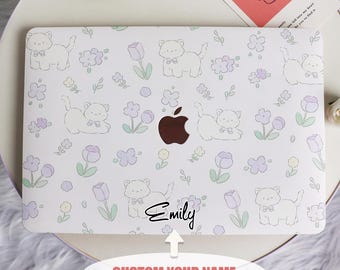 Purple Flower Collage New Mac Protective Case Personalized Name For Macbook Air 11/13/15,Pro14/15/16 Apple Laptop 2025 2024 Macbook Cover