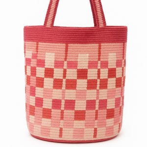 Unique Handmade Wayuu tote Bag – Colombian Artisan Tote, Colorful pink Boho Shopper, Perfect Gift, Durable & Stylish made to order