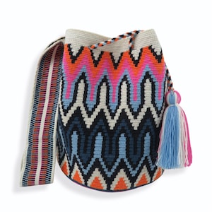 Handmade Wayuu Mochila Bag: Large Colombian Crochet Shoulder Bag