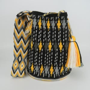 Wayuu Bag Large Handmade Crochet Bucket Bag Woven Crossbody Purse Colombian Mochila Boho Shoulder Bag Festival Market Travel Tote