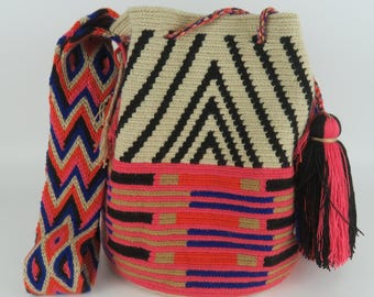 Handmade Wayuu Bag: Large Colombian Crochet Mochila with Ethnic Design