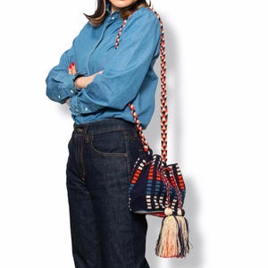 Handmade Wayuu Bag: Medium Crochet Mochila with Tassels
