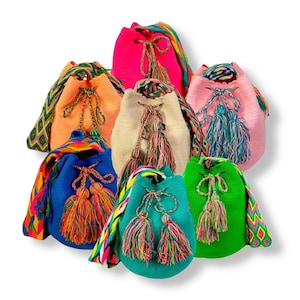Wholesale Wayuu bags large size x 10 pieces plain color unicolor handmade with exclusive original bag Colombian mochila crochet shoulder bag