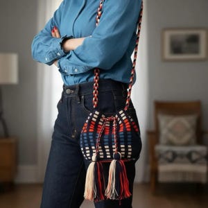 Handmade Wayuu Bag: Medium Crochet Mochila with Tassels