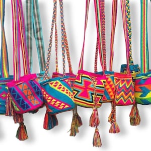 Wholesale Wayuu bags small size x 10 pieces geometric design handmade with exclusive original bag Colombian mochila crochet shoulder bag