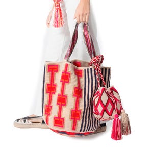 Wayuu Tote Bag Handgefertigtes exklusives Design, kolumbianische Mochila, Perfekte Shopper für den täglichen Gebrauch, lebendig und langlebig, Marktsommer Boho-tasche