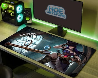 Caitlyn Sniper Pinup Desk Mat | Gaming Mousepad, Large Desk Mat