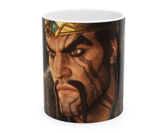 Warrior King Ceramic Mug – Fantasy Gamer Novelty Cup