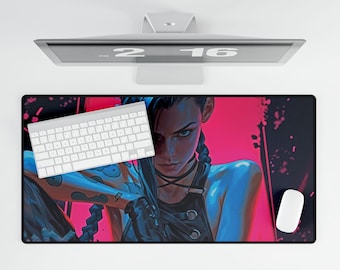 Jinx Arcane Gaming Mousepad: Neon Graffiti Anime Desk Mat