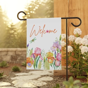 Spring Garden Decoration, Garden and House Banner, Colorful Welcome Flag, New Homeowner Gift, Outdoor Yard Decor, Garden Flag for Front Door