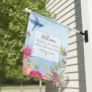 Garten und Haus Flagge, Geschenk für Gärtner, Outdoor Yard Art, Frühlingshaus Flagge, Veranda Banner, Geschenk für Vogelliebhaber, neues Hausbesitzer Geschenk