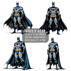4 PNG chauve-souris super-héros Fan art Justice League style bande dessinée PNG Fichier PNG transparent pour sublimation téléchargement numérique Justice