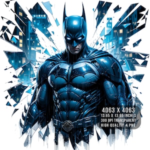 4 images de fan art de super-héros chauve-souris PNG Verre fissuré Splash aquarelle PNG Fichier PNG transparent pour téléchargement numérique par sublimation