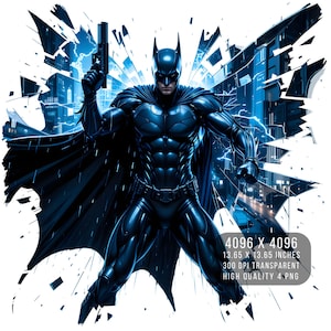 4 images de fan art de super-héros chauve-souris PNG Verre fissuré Splash aquarelle PNG Fichier PNG transparent pour téléchargement numérique par sublimation