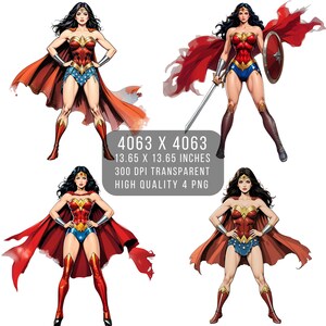 4 PNG W femmes super-héros Fan art Justice League style bande dessinée Fichier PNG W-femme PNG transparent pour téléchargement numérique par sublimation