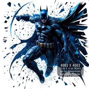 4 images de fan art de super-héros chauve-souris PNG Verre fissuré Splash aquarelle PNG Fichier PNG transparent pour téléchargement numérique par sublimation