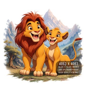 4 PNG Lion King Simba en Pumbaa digitaal ontwerp PNG-bestand voor sublimatie - hoge resolutie - onmiddellijke digitale png-download