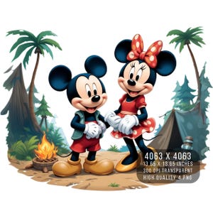 4 PNG Mickey Mouse y Minnie van de campamento de vacaciones Archivo PNG de diseño digital para sublimación - Alta resolución - Descarga PNG digital instantánea