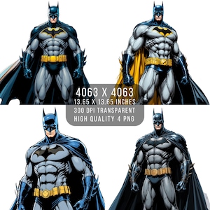 4 PNG chauve-souris super-héros Fan art Justice League style bande dessinée PNG Fichier PNG transparent pour sublimation téléchargement numérique Justice