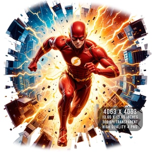 4 PNG Flash Superhero Fan Art Vidro rachado Splash PNG Herói clipart Arquivo PNG transparente para download digital de sublimação