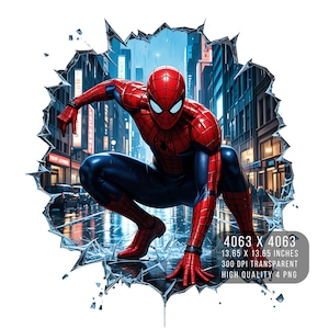 4 PNG Spider Supereroe fan art Vetro rotto Design digitale File PNG per sublimazione - Alta risoluzione - Download PNG digitale istantaneo