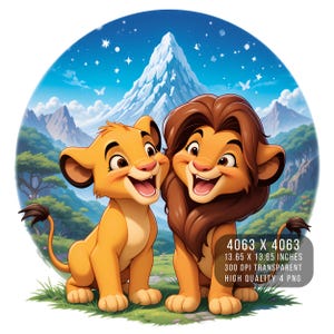 4 PNG Il Re Leone Simba e Pumbaa File PNG di design digitale per sublimazione - Alta risoluzione - Download PNG digitale istantaneo