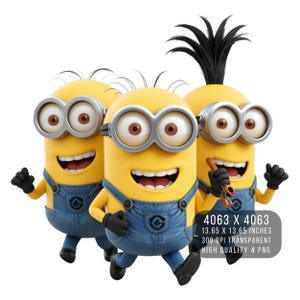 4 PNG Minions from Despicable Me Digital design PNG file for sublimation - High Resolution -Instant Digital PNG Download Cartoon Characters