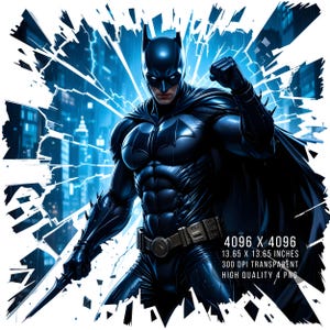4 images de fan art de super-héros chauve-souris PNG Verre fissuré Splash aquarelle PNG Fichier PNG transparent pour téléchargement numérique par sublimation